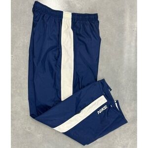 Vintage Nike Track Pants XXL Blue White Side Stripe‎ 90s Y2K Windbreaker